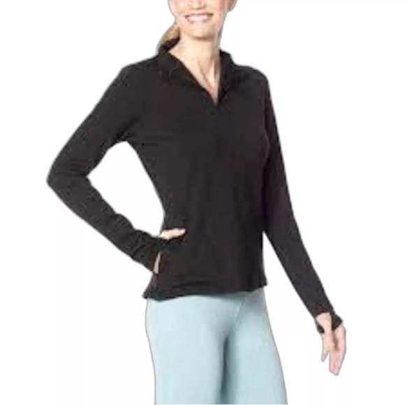 SHADOW SPORT size LARGE Women's Pullover Black Long Sleeve Stretchy Active NEW - Picture 1 of 12